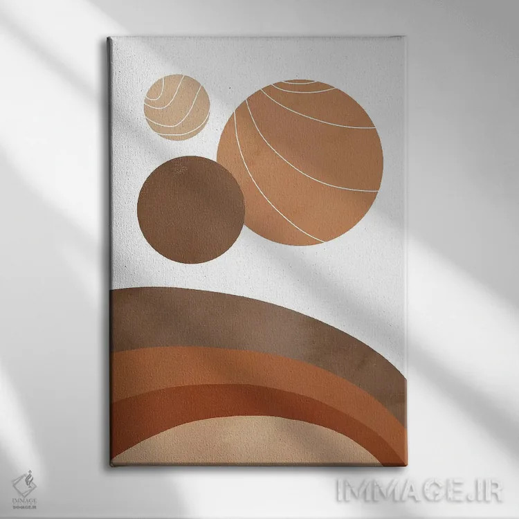 تابلو انتزاعی جهان های زمین پخته اثر امانوئلا کاراتونی - نمای روبهرو روی دیوار