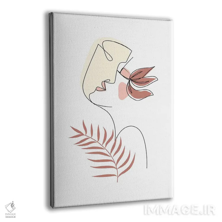 تابلو مینیمال بوسه با هنر خطی اثر امانوئلا کاراتونی - نمای پرسپکتیو محصول