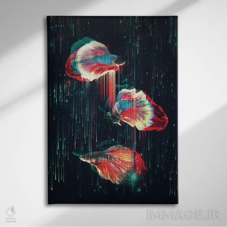 تابلو انتزاعی عمیقا اثر امانوئلا کاراتونی - نمای روبهرو روی دیوار