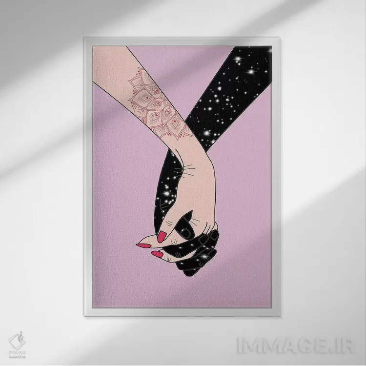 تابلو دکوراتیو با هم اثر امانوئلا کاراتونی - نمای قابدار سفید