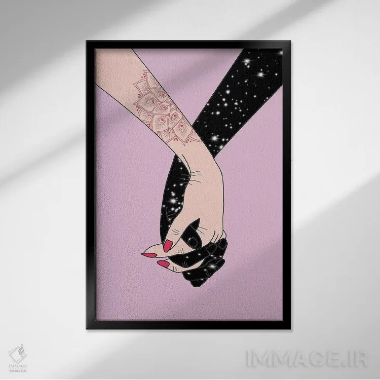 تابلو دکوراتیو با هم اثر امانوئلا کاراتونی - نمای قابدار مشکی