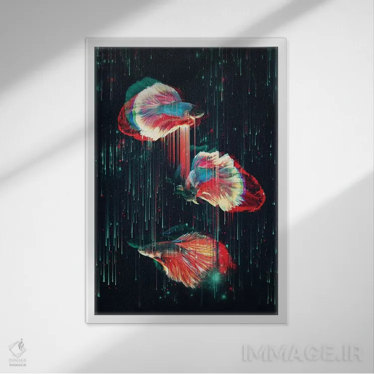 تابلو انتزاعی عمیقا اثر امانوئلا کاراتونی - نمای قابدار سفید