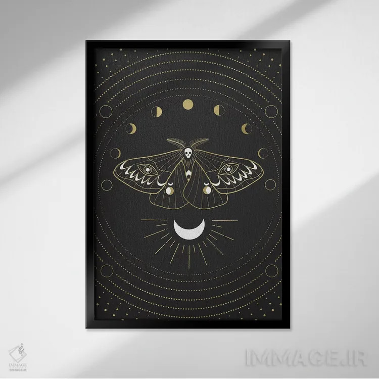 تابلو دکوراتیو مرد پروانه ای ماه اثر امانوئلا کاراتونی - نمای قابدار مشکی