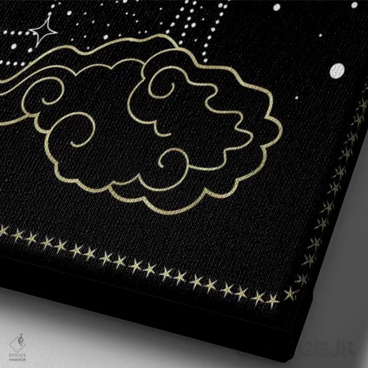 تابلو دکوراتیو صورت فلکی گربه اثر امانوئلا کاراتونی - نمای نزدیک بافت بوم