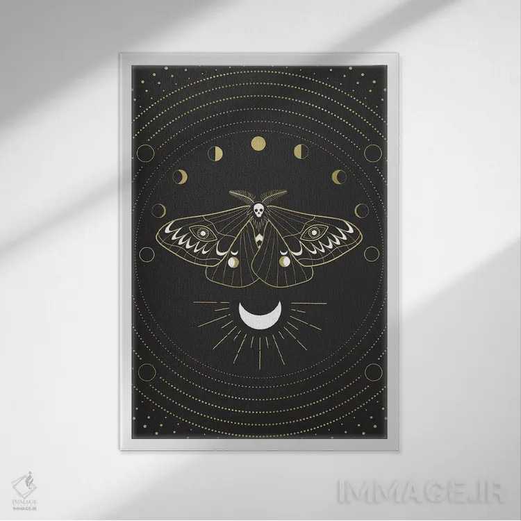 تابلو دکوراتیو مرد پروانه ای ماه اثر امانوئلا کاراتونی - نمای قابدار سفید