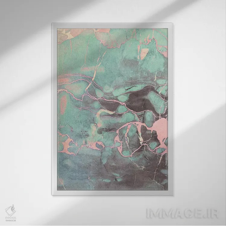تابلو انتزاعی مرمر سایه دار لطیف اثر امانوئلا کاراتونی - نمای قابدار سفید
