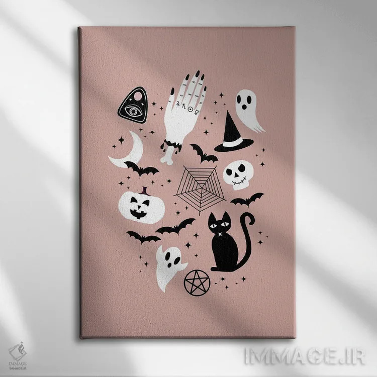 تابلو دکوراتیو چیزهای عجیب هالووین اثر امانوئلا کاراتونی - نمای روبهرو روی دیوار
