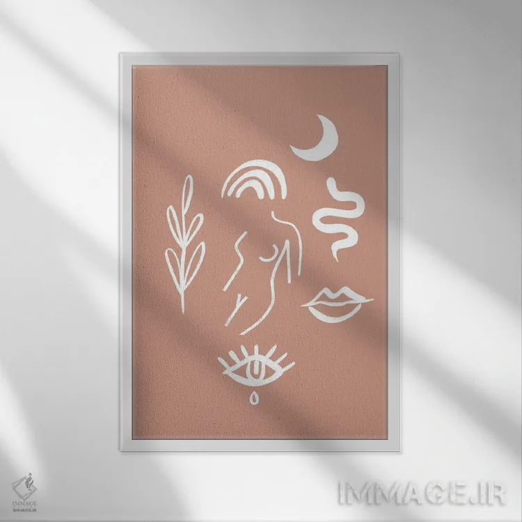 تابلو مینیمال تم طراحی خطی اثر امانوئلا کاراتونی - نمای قابدار سفید