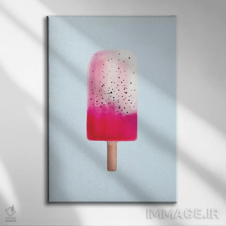 تابلو مینیمال آبنبات یخی میوه اژدها اثر امانوئلا کاراتونی - نمای روبهرو روی دیوار