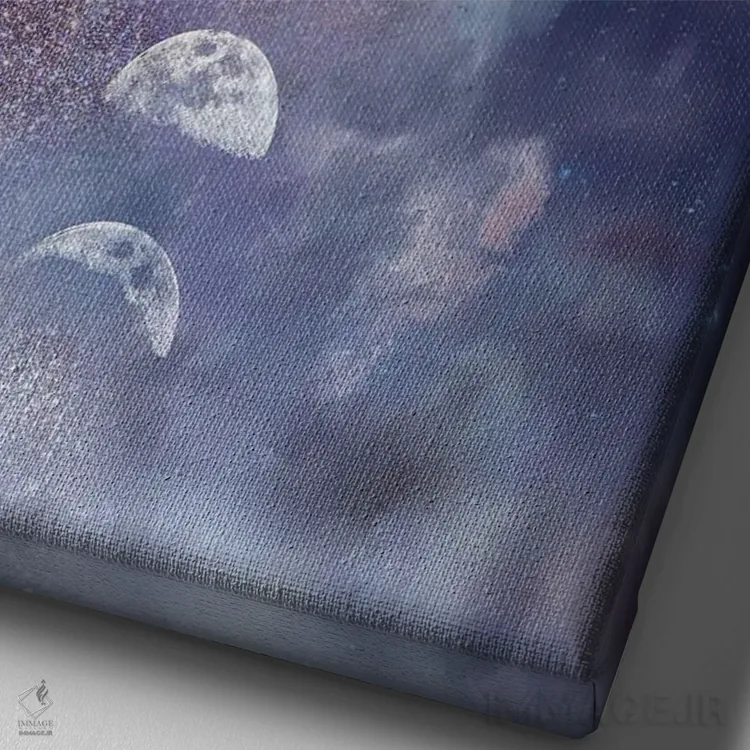 تابلو دکوراتیو ماه در آسمان با الماس ها اثر امانوئلا کاراتونی - نمای نزدیک بافت بوم