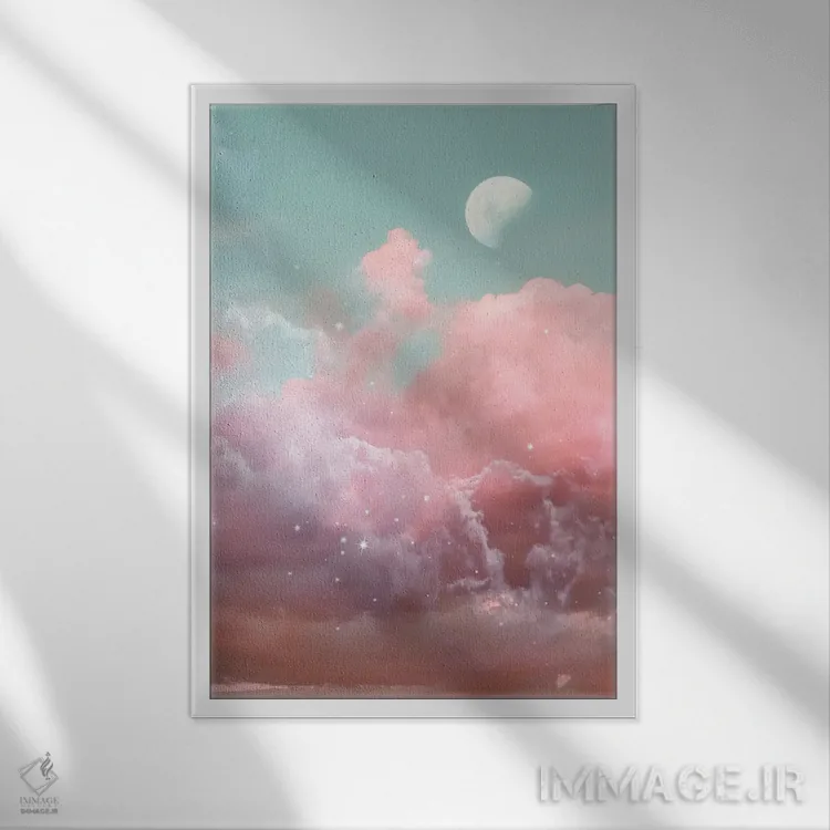 تابلو دکوراتیو ماه تنها اثر امانوئلا کاراتونی - نمای قابدار سفید