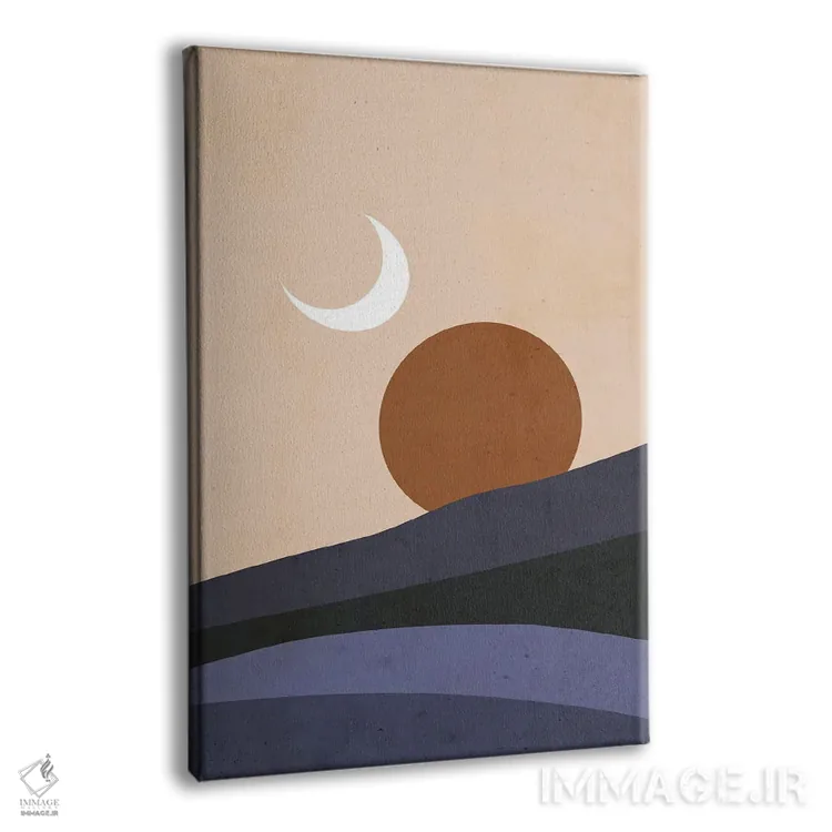 تابلو مینیمال ماه و خورشید در غروب اثر امانوئلا کاراتونی - نمای پرسپکتیو محصول