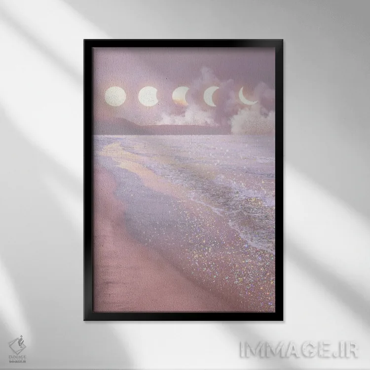 تابلو مدرن ساحل درخشان اثر امانوئلا کاراتونی - نمای قابدار مشکی