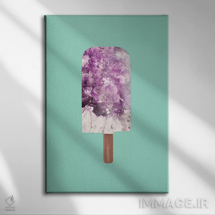تابلو مینیمال آبنبات یخی آمتیست اثر امانوئلا کاراتونی - نمای روبهرو روی دیوار