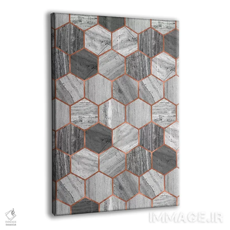 تابلو انتزاعی مرمر شش ضلعی اثر امانوئلا کاراتونی - نمای پرسپکتیو محصول