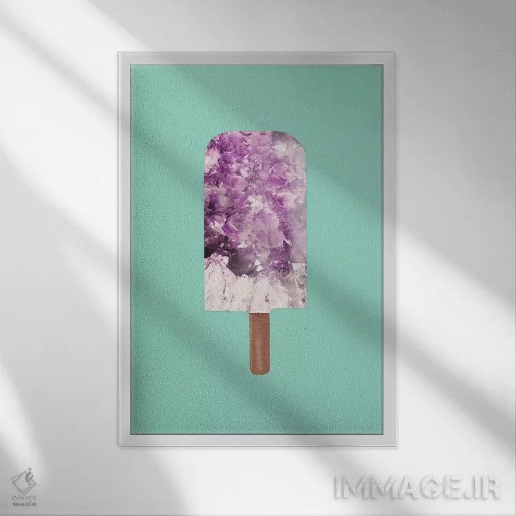 تابلو مینیمال آبنبات یخی آمتیست اثر امانوئلا کاراتونی - نمای قابدار سفید
