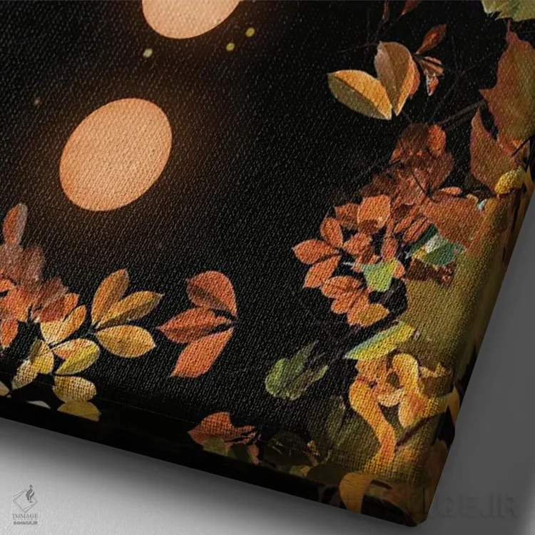 تابلو دکوراتیو فازهای ماه پاییزی اثر امانوئلا کاراتونی - نمای نزدیک بافت بوم