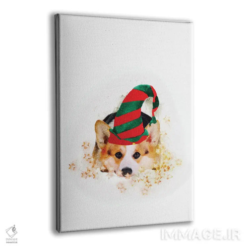 تابلو دکوراتیو کورگی دستیار بابا نوئل کوچک اثر امانوئلا کاراتونی - نمای پرسپکتیو محصول