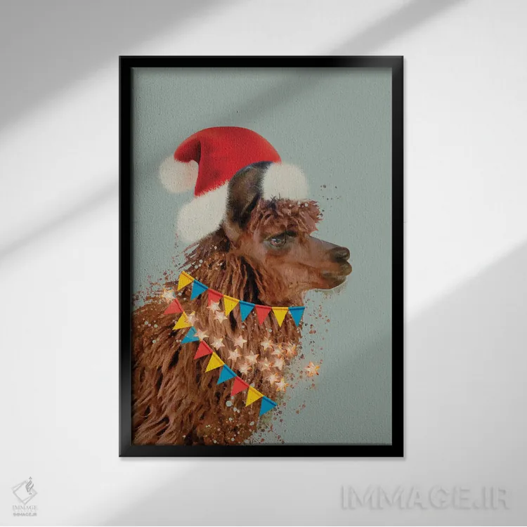 تابلو دکوراتیو کریسمس آلپاکا اثر امانوئلا کاراتونی - نمای قابدار مشکی