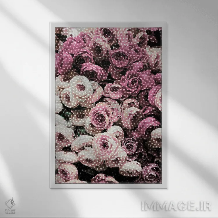 تابلو مدرن گل ها با خال خال اثر امانوئلا کاراتونی - نمای قابدار سفید