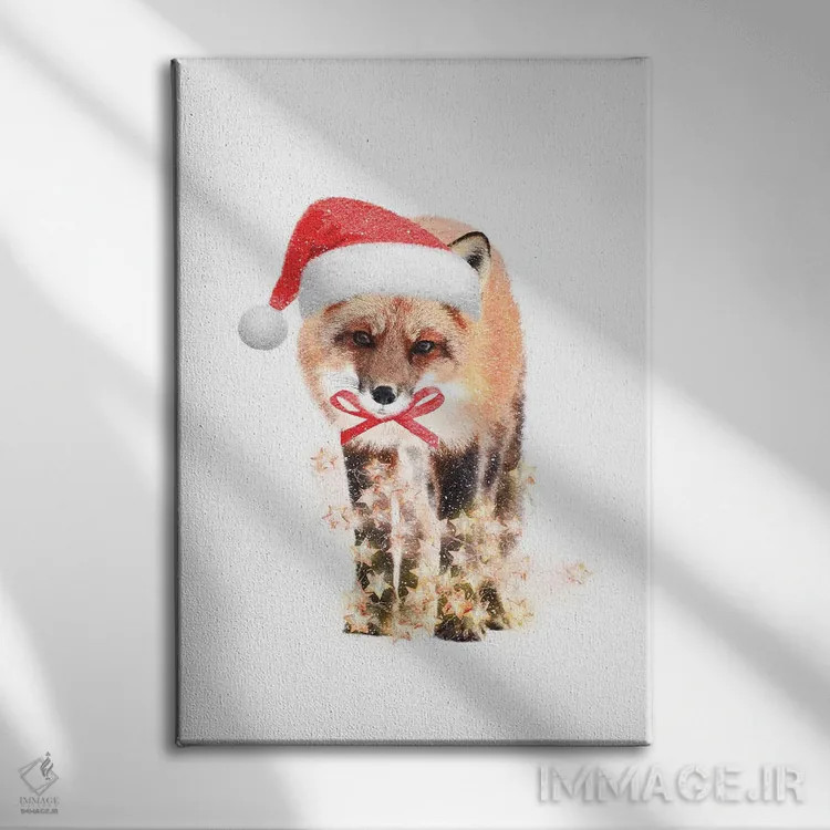 تابلو دکوراتیو روباه کریسمسی اثر امانوئلا کاراتونی - نمای روبهرو روی دیوار