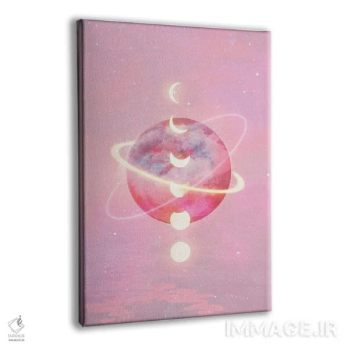 تابلو مدرن ماه و سیاره صورتی اثر امانوئلا کاراتونی - نمای پرسپکتیو محصول