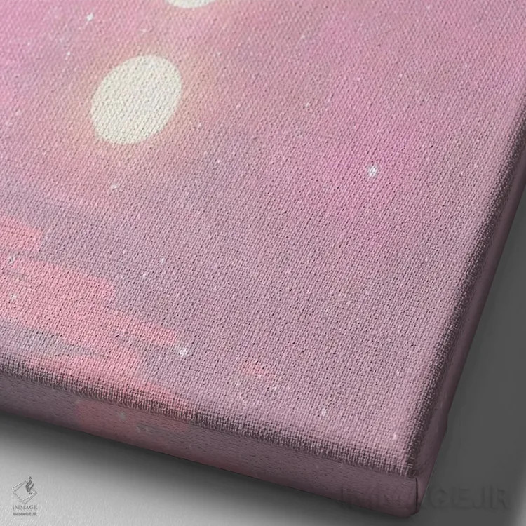 تابلو مدرن ماه و سیاره صورتی اثر امانوئلا کاراتونی - نمای نزدیک بافت بوم