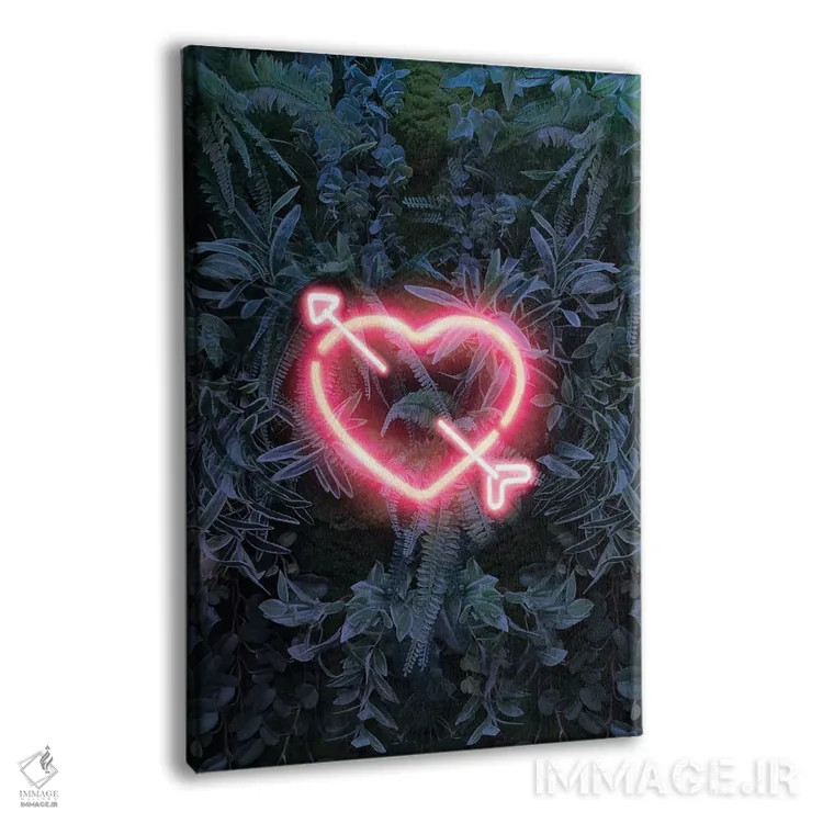 تابلو دکوراتیو قلب نئونی در جنگل اثر امانوئلا کاراتونی - نمای پرسپکتیو محصول