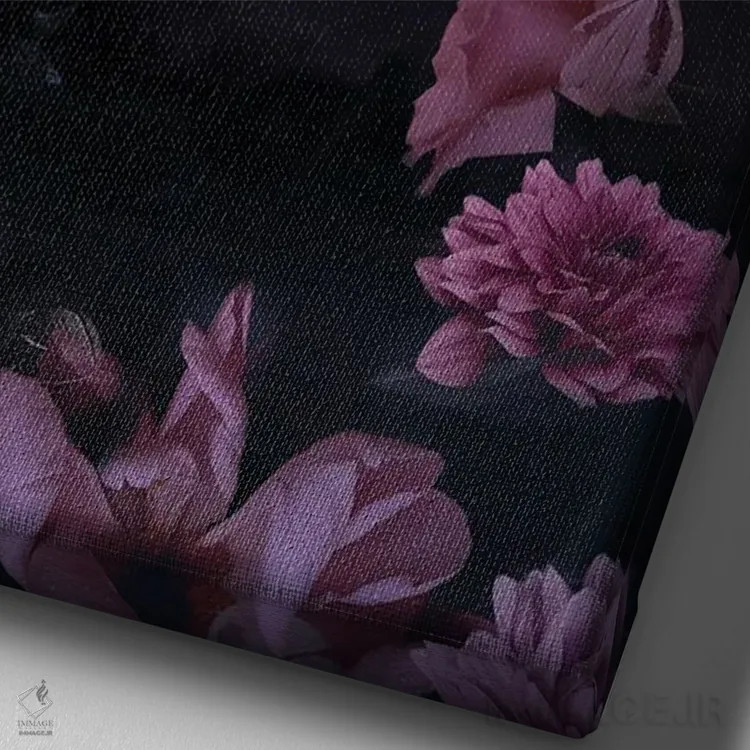 تابلو دکوراتیو عشق گل دار نئونی اثر امانوئلا کاراتونی - نمای نزدیک بافت بوم