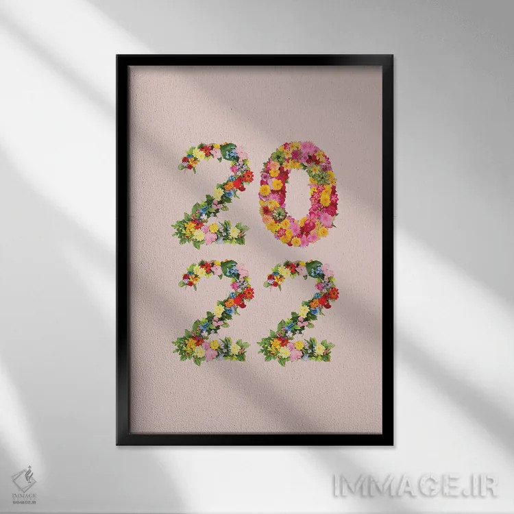 تابلو مدرن سال ۲۰۲۲ با گل ها اثر امانوئلا کاراتونی - نمای قابدار مشکی