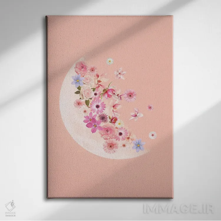 تابلو دکوراتیو ماه گل دار بهاری اثر امانوئلا کاراتونی - نمای روبهرو روی دیوار