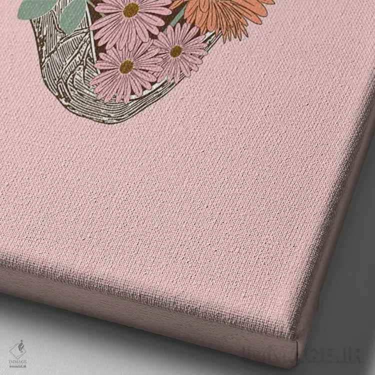 تابلو دکوراتیو قلب گل دار کلاسیک اثر امانوئلا کاراتونی - نمای نزدیک بافت بوم