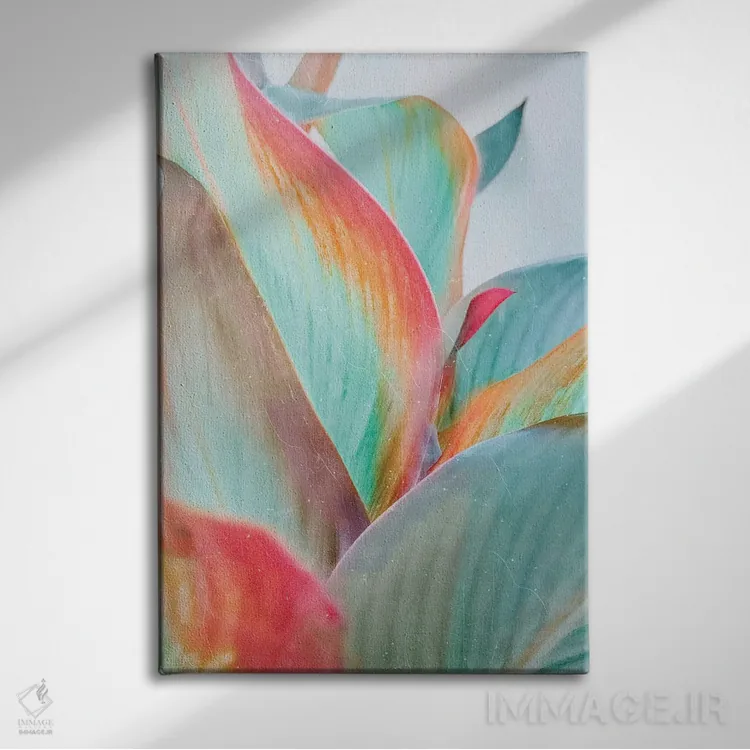 تابلو دکوراتیو برگ های پاستلی اثر امانوئلا کاراتونی - نمای روبهرو روی دیوار