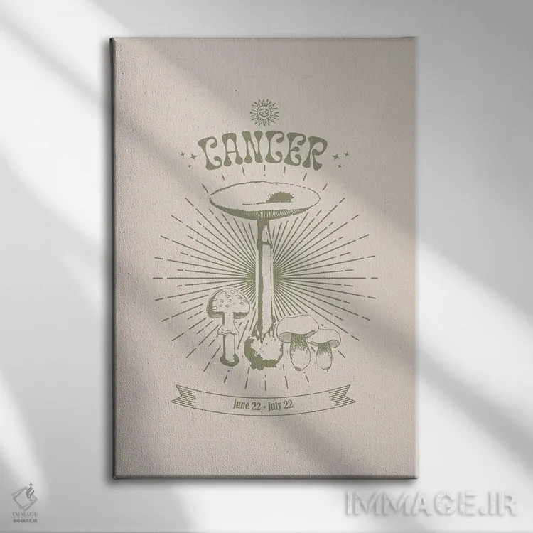 تابلو دکوراتیو قارچ های زودیاک سرطان اثر امانوئلا کاراتونی - نمای روبهرو روی دیوار