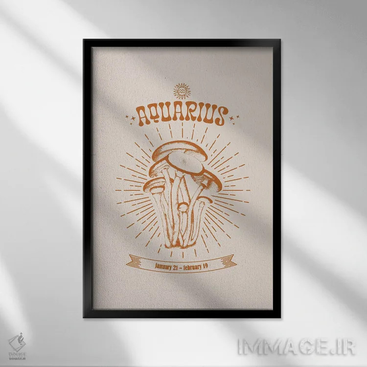 تابلو دکوراتیو قارچ های زودیاک دلو اثر امانوئلا کاراتونی - نمای قابدار مشکی