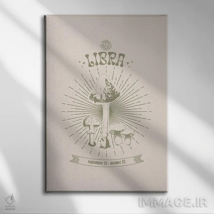 تابلو دکوراتیو قارچ های زودیاک میزان اثر امانوئلا کاراتونی - نمای روبهرو روی دیوار