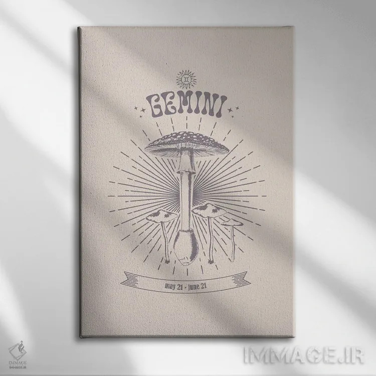 تابلو دکوراتیو قارچ های زودیاک جوزا اثر امانوئلا کاراتونی - نمای روبهرو روی دیوار