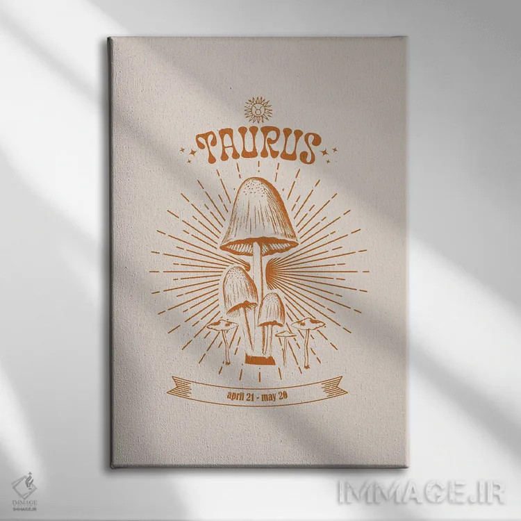 تابلو دکوراتیو قارچ های زودیاک ثور اثر امانوئلا کاراتونی - نمای روبهرو روی دیوار