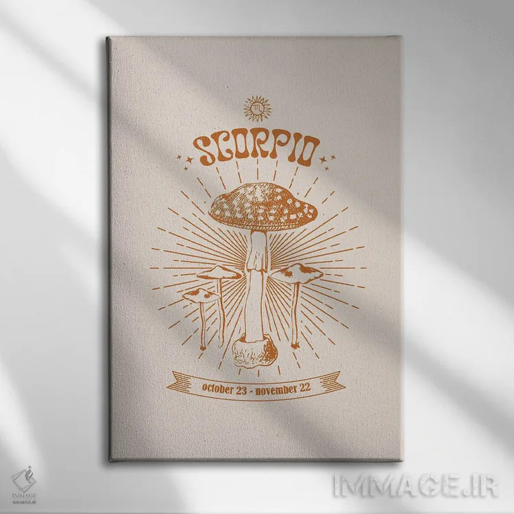 تابلو دکوراتیو قارچ های زودیاک عقرب اثر امانوئلا کاراتونی - نمای روبهرو روی دیوار