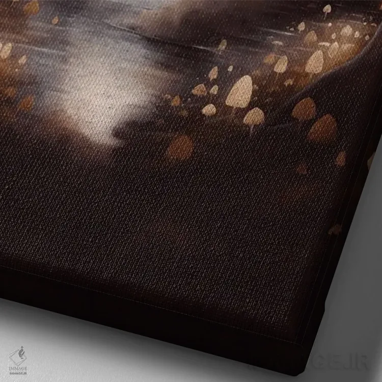 تابلو دکوراتیو روح بین قارچ ها اثر امانوئلا کاراتونی - نمای نزدیک بافت بوم