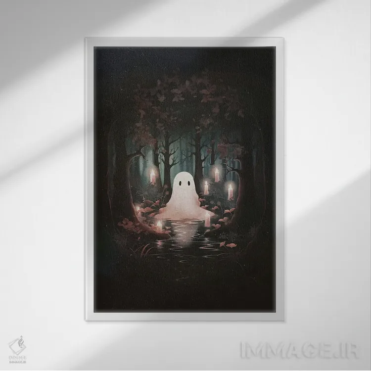 تابلو دکوراتیو روح و شمع ها اثر امانوئلا کاراتونی - نمای قابدار سفید