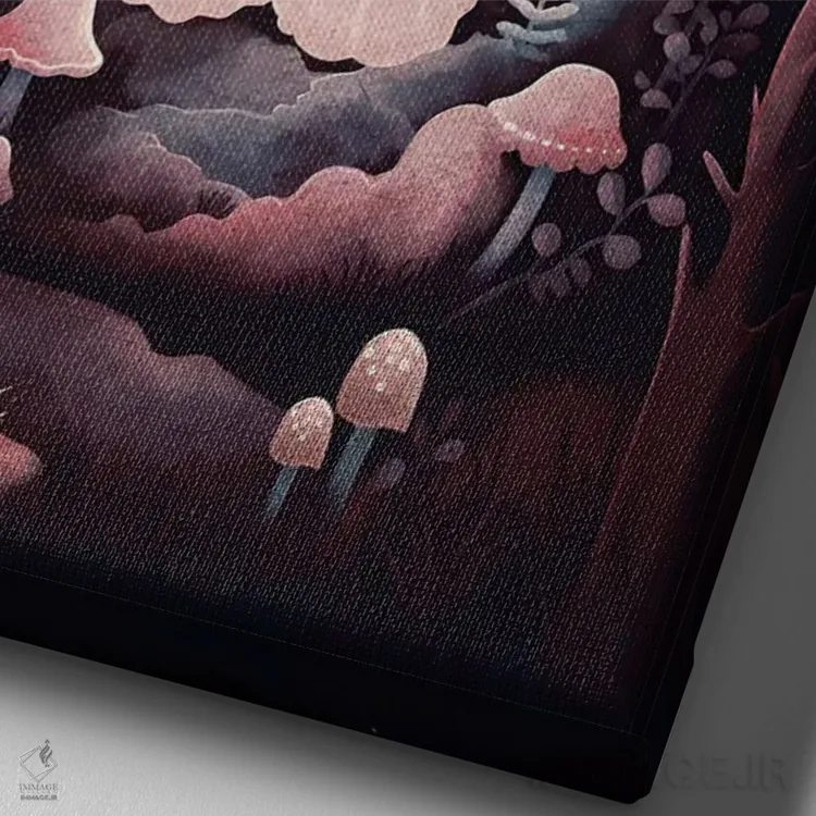 تابلو دکوراتیو ارواح دوقلوی قارچی اثر امانوئلا کاراتونی - نمای نزدیک بافت بوم