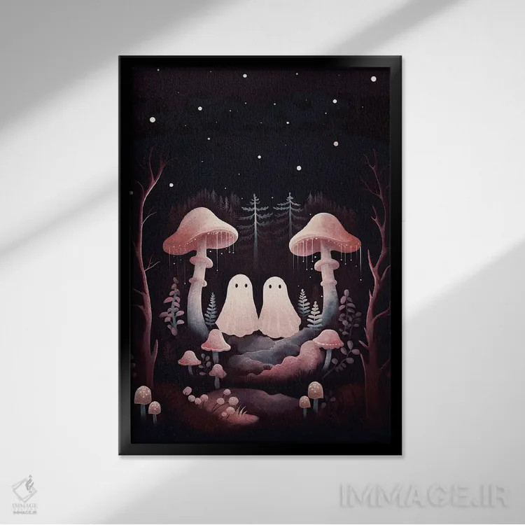 تابلو دکوراتیو ارواح دوقلوی قارچی اثر امانوئلا کاراتونی - نمای قابدار مشکی