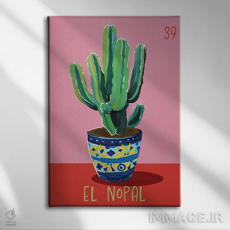 تابلو دکوراتیو کاکتوس اثر امانوئلا کاراتونی - نمای روبهرو روی دیوار