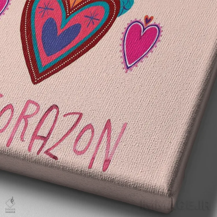 تابلو دکوراتیو قلب اثر امانوئلا کاراتونی - نمای نزدیک بافت بوم