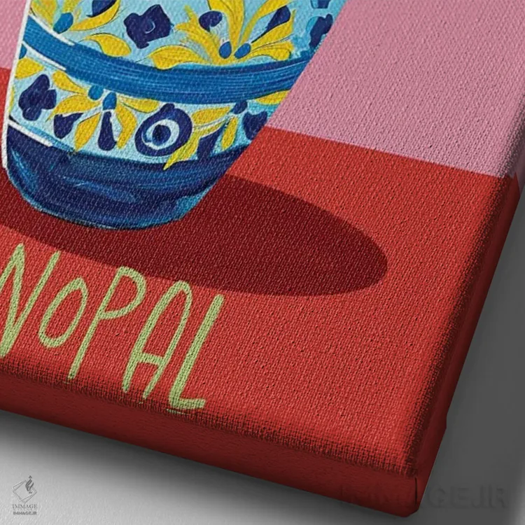 تابلو دکوراتیو کاکتوس اثر امانوئلا کاراتونی - نمای نزدیک بافت بوم