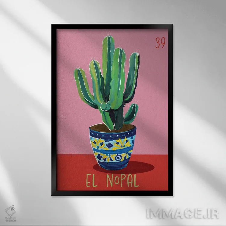 تابلو دکوراتیو کاکتوس اثر امانوئلا کاراتونی - نمای قابدار مشکی