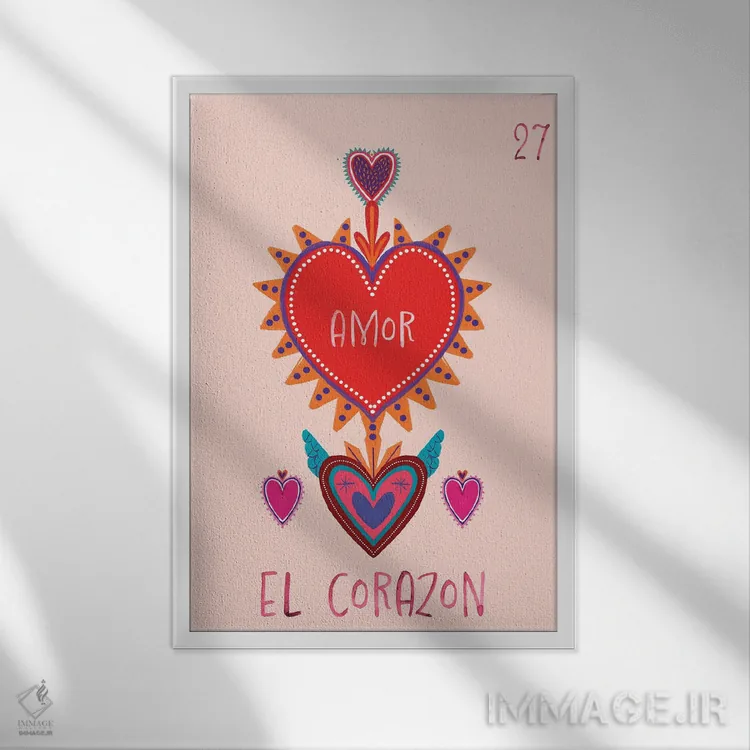 تابلو دکوراتیو قلب اثر امانوئلا کاراتونی - نمای قابدار سفید