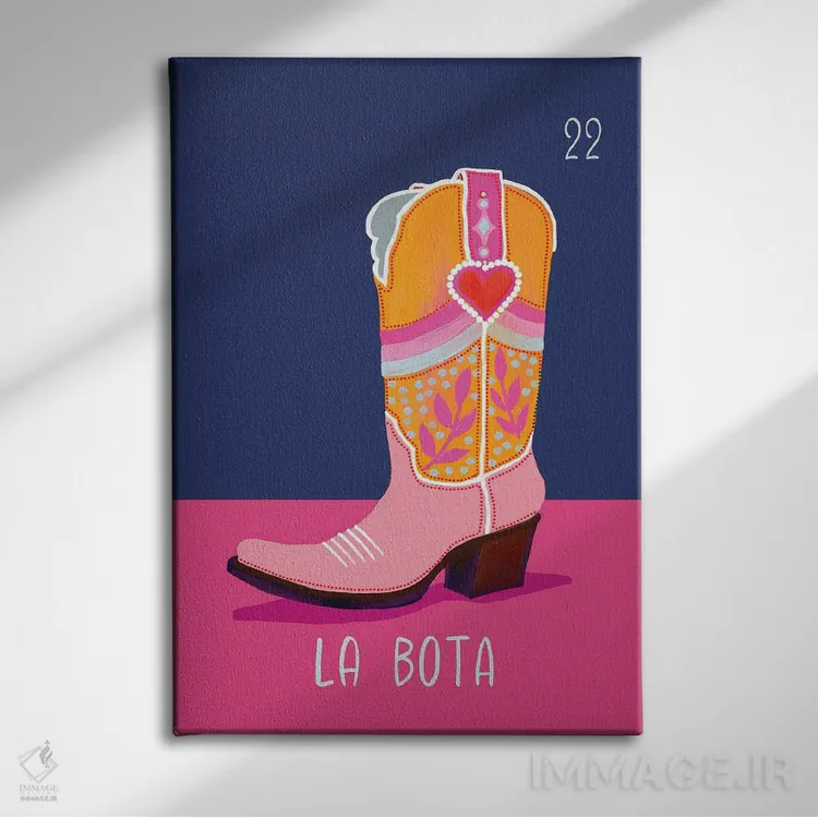 تابلو دکوراتیو لا بوتا: چکمه اثر امانوئلا کاراتونی - نمای روبهرو روی دیوار