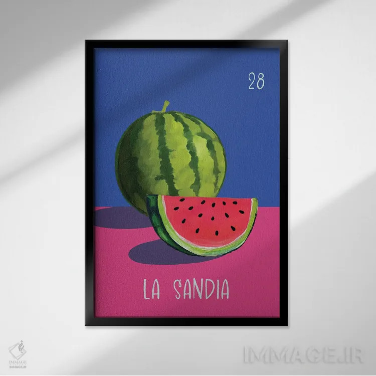 تابلو دکوراتیو لا سندیا: هندوانه اثر امانوئلا کاراتونی - نمای قابدار مشکی